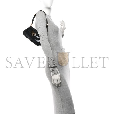 PRADA VERNICE TRIANGLE LOGO FLAP ADJUSTABLE STRAP SHOULDER BAG BLACK 1BD355 (24*11*4cm) 